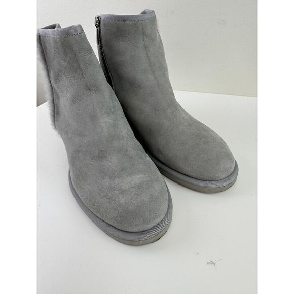 Nicholas Kirkwood Luna Booties 38.5 Gray Suede Pearl Heel Side Zip Ankle Boot - Picture 3 of 8